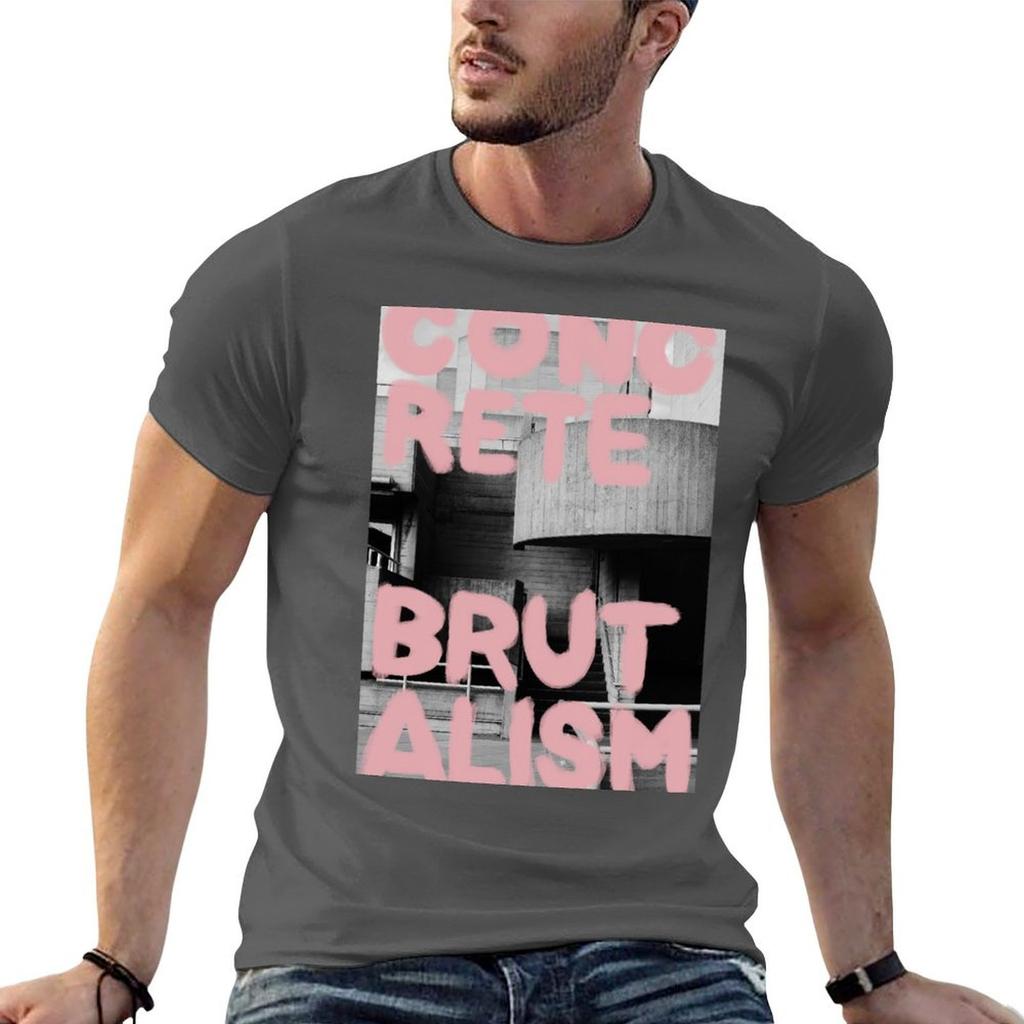 Concrete Brutalism Pink TShirt Novelty Print Casual Tee Shirt
