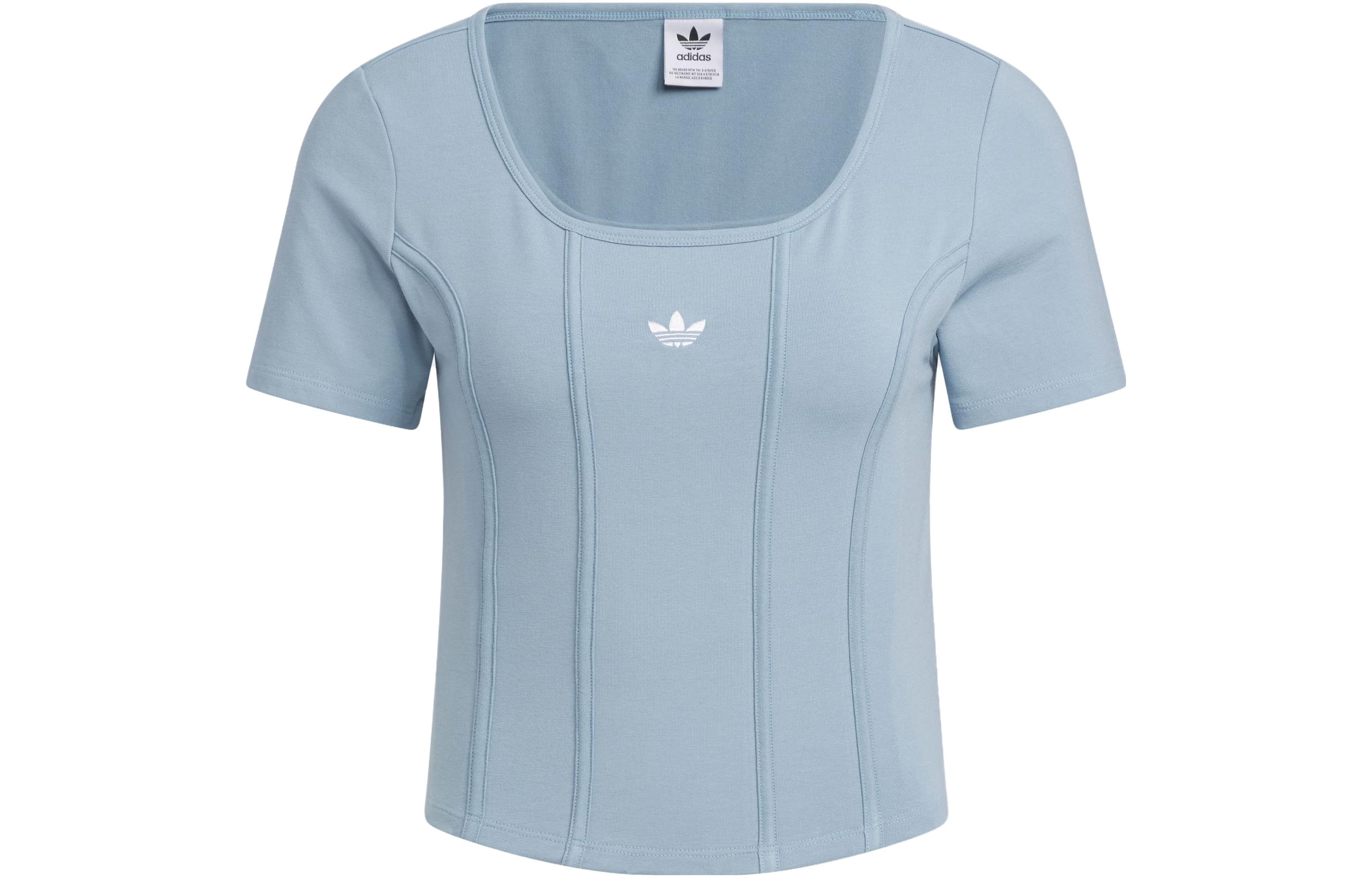 Adidas Originals Hot Girl Collection Set in Sleeve T Shirt Women s Texture Blue IX1909 2XS