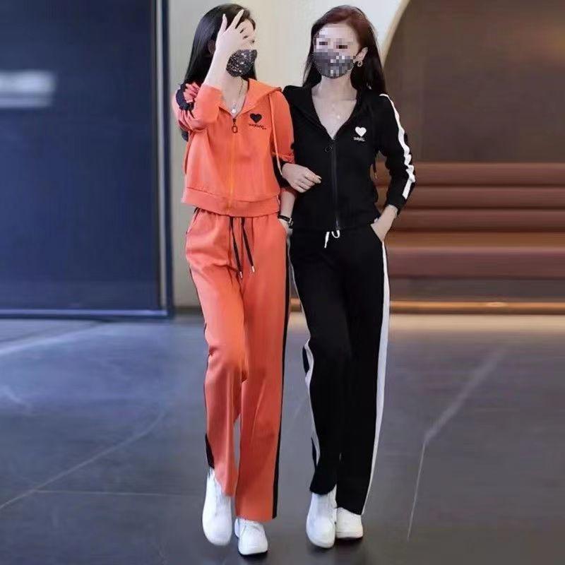 Versatile Slim Fit Sports Pants & Hooded Zipper Jacket Set