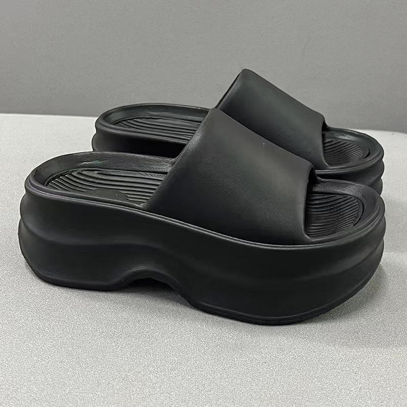 Summer new women's slippers summer one-word non-slip two-color thick-bottomed fashion women's beach slippers versatile