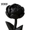 Flower Sculpture 3D Printed Figurine, Small Black Peony Tabletop Ornament Lightweight Decorative Piece for Office Executive Desk, Living Room, Bedroom