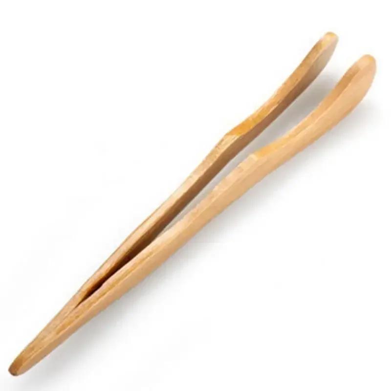 Reusable Bamboo Toast Tongs Kitchen Utensil Tea Tong for Fruits Toast Tea Bread Pickle Cooking Ultra Grip Wooden Toaster Tongs