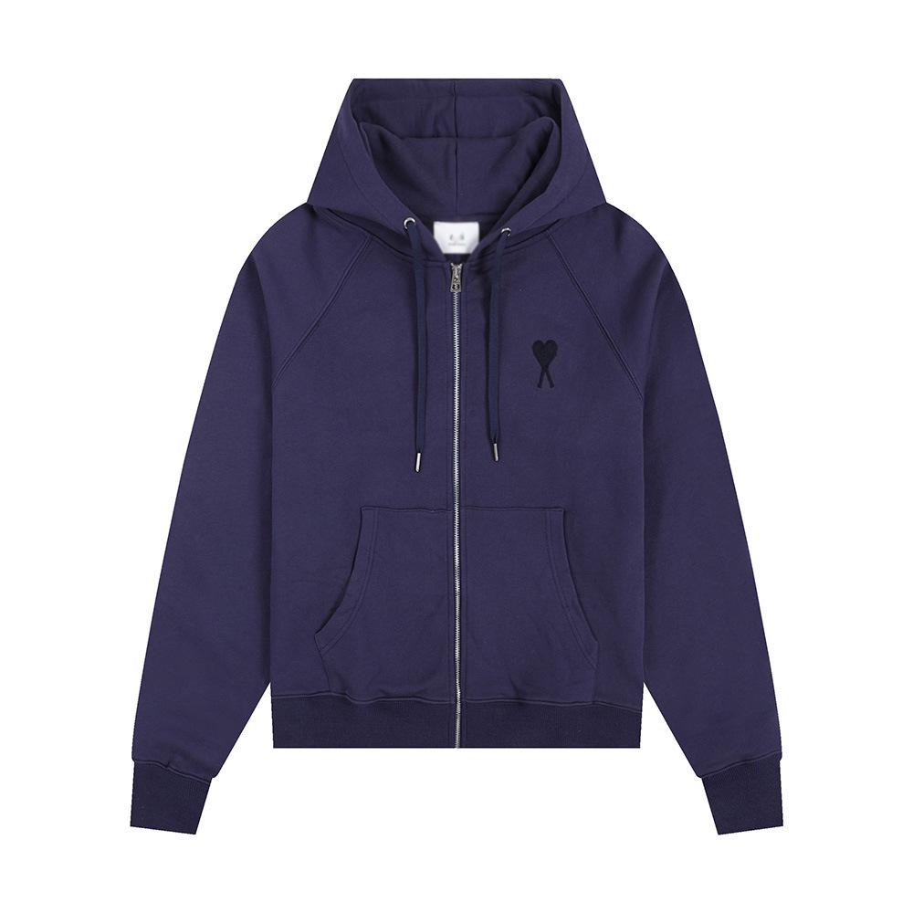 AMI CLAMS Unisex Hoodie with Embroidered Heart & Zippered Pocket - Autumn/Winter Casual Jacket