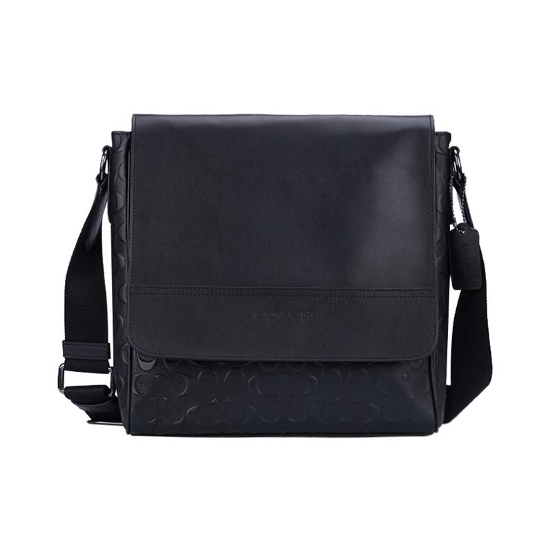 COACH Houston 27 embossed leather map bag crossbody shoulder bag medium men s black чёрный