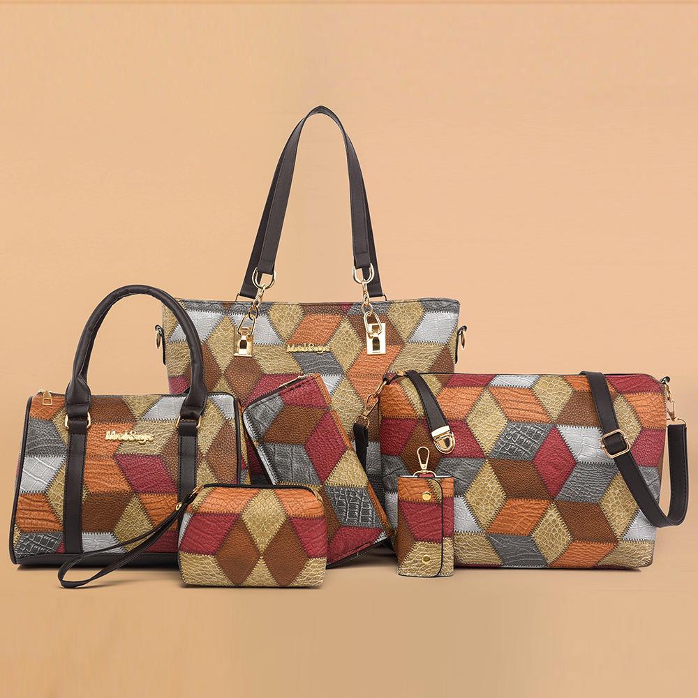 

Bag large-capacity women s handbag to work commuter women s oblique span bag women s versatile contrasting color shoulder bag advanced sense червоний