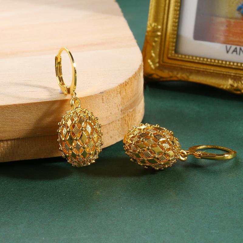 Kolczyki wiszące w kształcie wydrążonej kuli Eleganckie miedziane kolczyki wiszące Słodka biżuteria do uszu Dekoracja Klamra do uszu