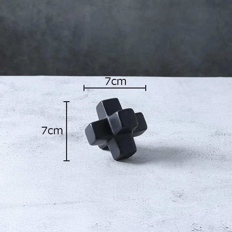 

Minimalism Ceramic Cross Square Block Statue Desk Decoration Geometric Square Block Sculpture Porcelain Crafts Ornaments