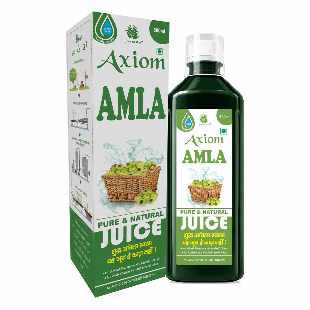 Jugo de Amla Axiom Jeevanras | Ayuda a mejorar la vista y el cabello | Bondad del Amla | Mejora el sistema digestivo | Sin azúcares añadidos - 500 ml (Paquete de 2)