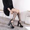 Fashion 14.5CM Brand Woman Heels Sandals For Wedges Shoes Roman Cool Fashion Punk Gothic Sandals Gladiator Platform With Zipper