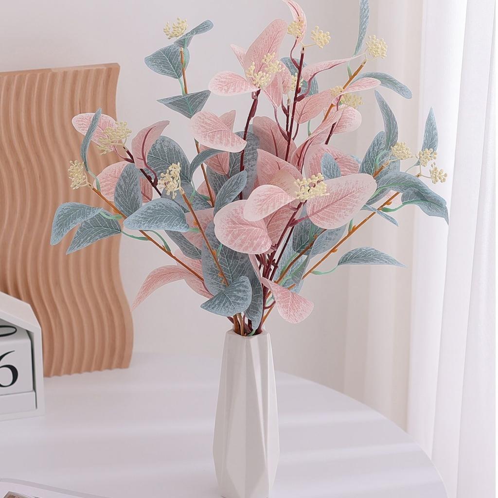Colored Eucalyptus Leaves Simulated Plant Decorative Flowers Fake Flowers Vase Home Living Room Dining Table Ornaments Display