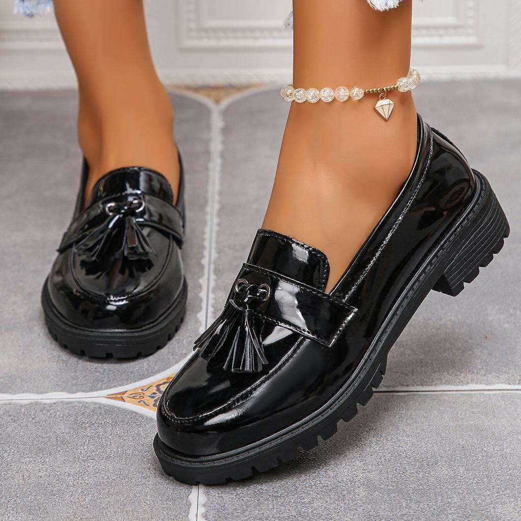 Fashion Women's Casual Loafers Spring and Autumn Platform Englund Style Tassel Flat Bottom Mary Jane Low-cut Shoes Zapatos De Mujer