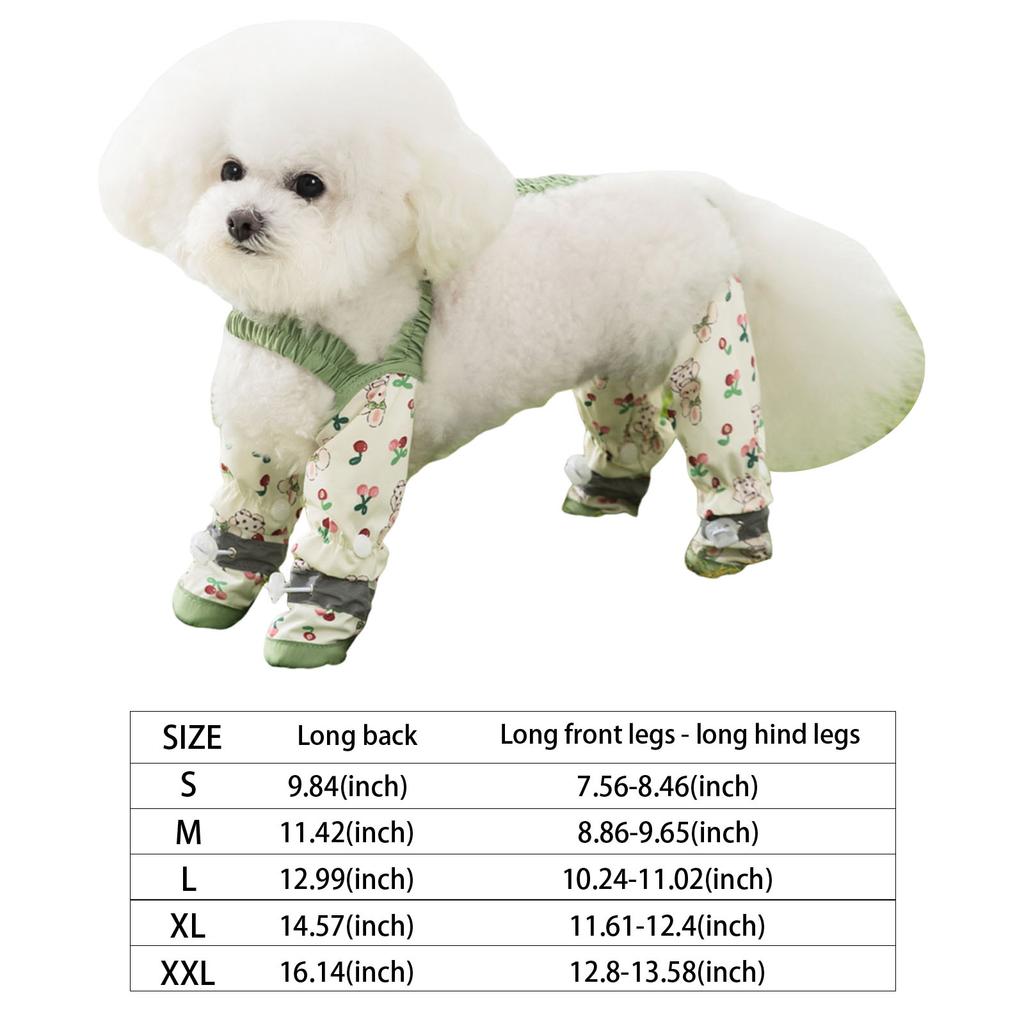 Pet Anti Dust Pants Anti-Slip Outdoor Anti Dirt Jumpsuit Waterproof Cartoon-Print Detachable Footed for Walking Hiking