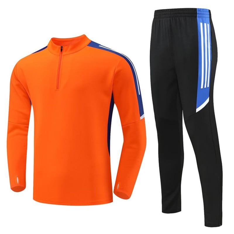 Warm Fleece-Lined Soccer Training Set Kids Adults Long Sleeve Football Jersey Uniform Sportswear