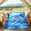 1PC Custom Name Dolphins Underwater Dreams Outdooor Flannel Blankets Throw Blanket All-Season Throw Gift Bedspread for Couch, Bed, Camping Holiday Bir