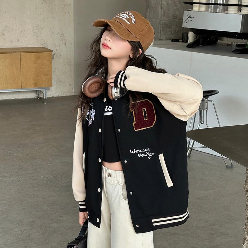 Girls' Stylish Baseball Jacket - 2025 New Spring/Autumn Fashion Outerwear for Big Kids