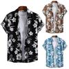 Lapel Short Sleeve Men Shirt Buttons Closure Thin Anti-pilling Summer Flower Printed Hawaiian Shirt Beachwear