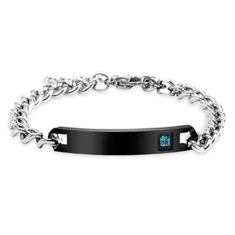 Crown Heart Zirconia Engravable Titanium Steel Couple Bracelet - Valentine's Day Gift