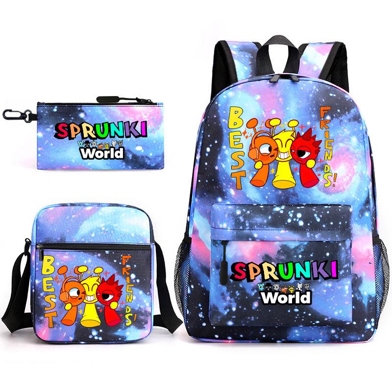3D New Game Rhythm Box Sprunki School Bag Backpack Elementary and Secondary School Backpack Crossbody Bag Pencil Bag D