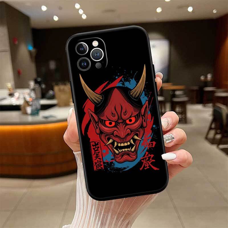 Japan Samurai Mask Case for Samsung M55 M35 M15 A02 A05S A05 A06 A15 A12 A13 A10 A16 A20 A22 A24 A25 A30 A31 A32 A33 A35 A42 A50