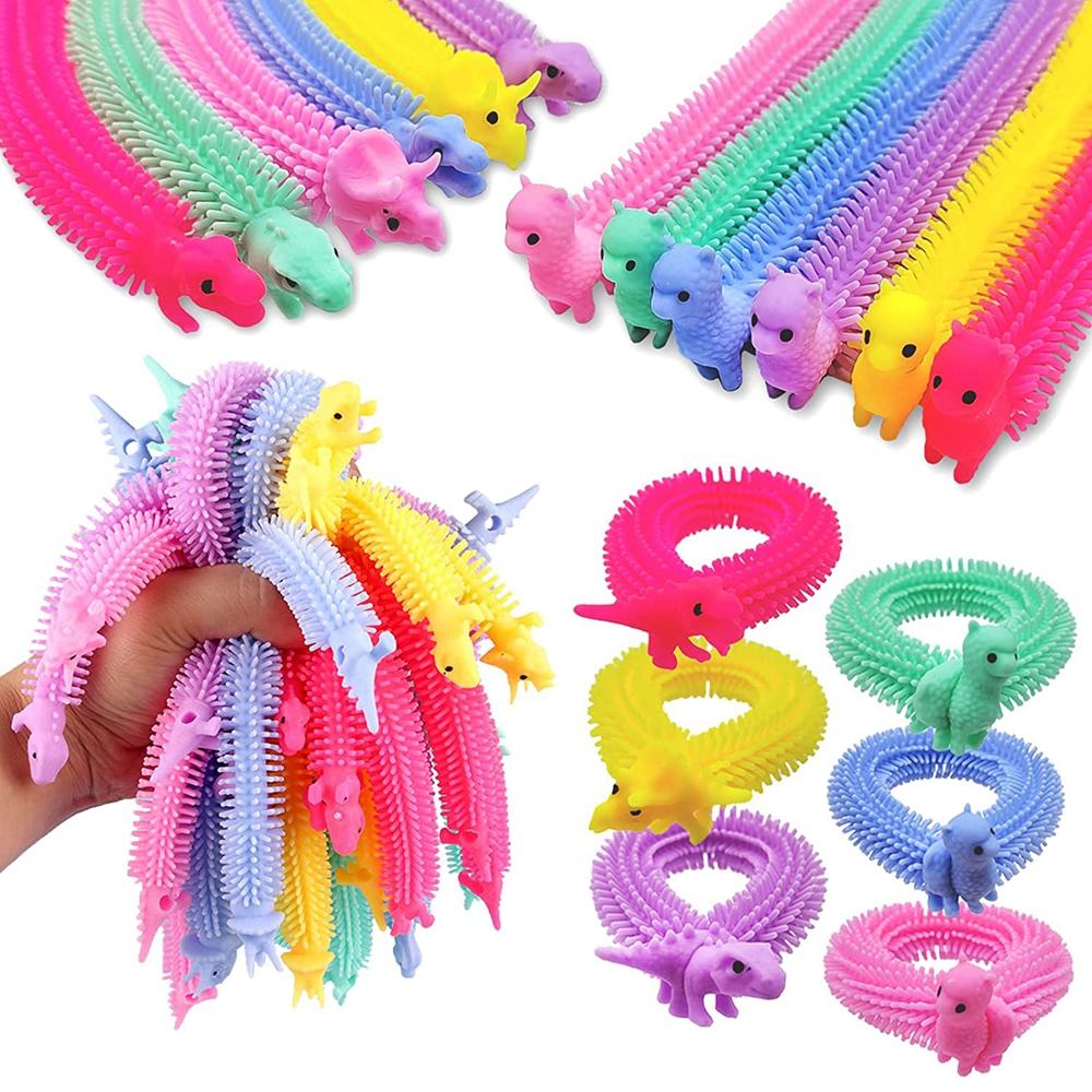 5 STuks Rekbare Fidget Speeltjes Kleurrijke Rekbare Touwtjes Sensorische Fidget Worm Rekbare Stressverlichtende Speeltjes Kalmerende Ontspannende Cadeaus blue