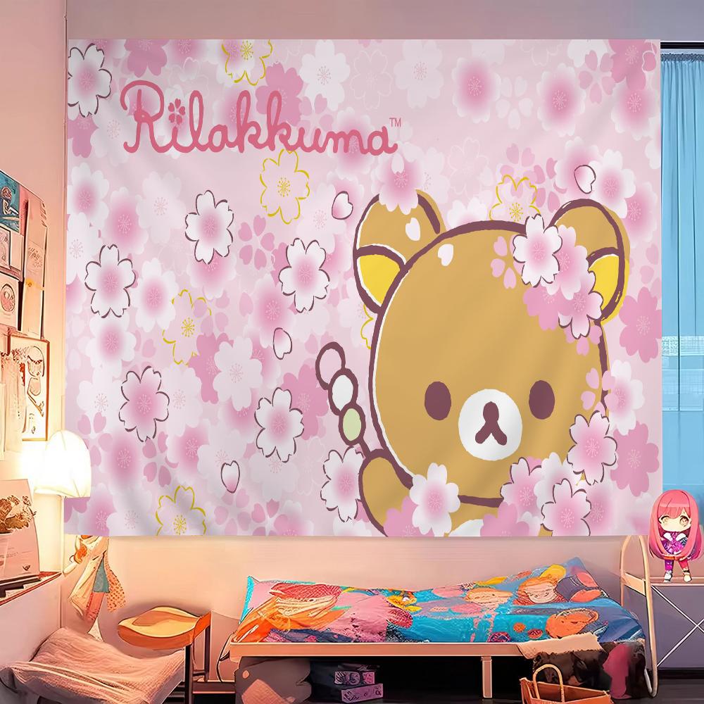 K-Kilakkuma Japanese Cartoon Printed Large Wall Tapestry Cheap Hippie Wall Hanging Bohemian Wall Tapestries Mandala Home Decor