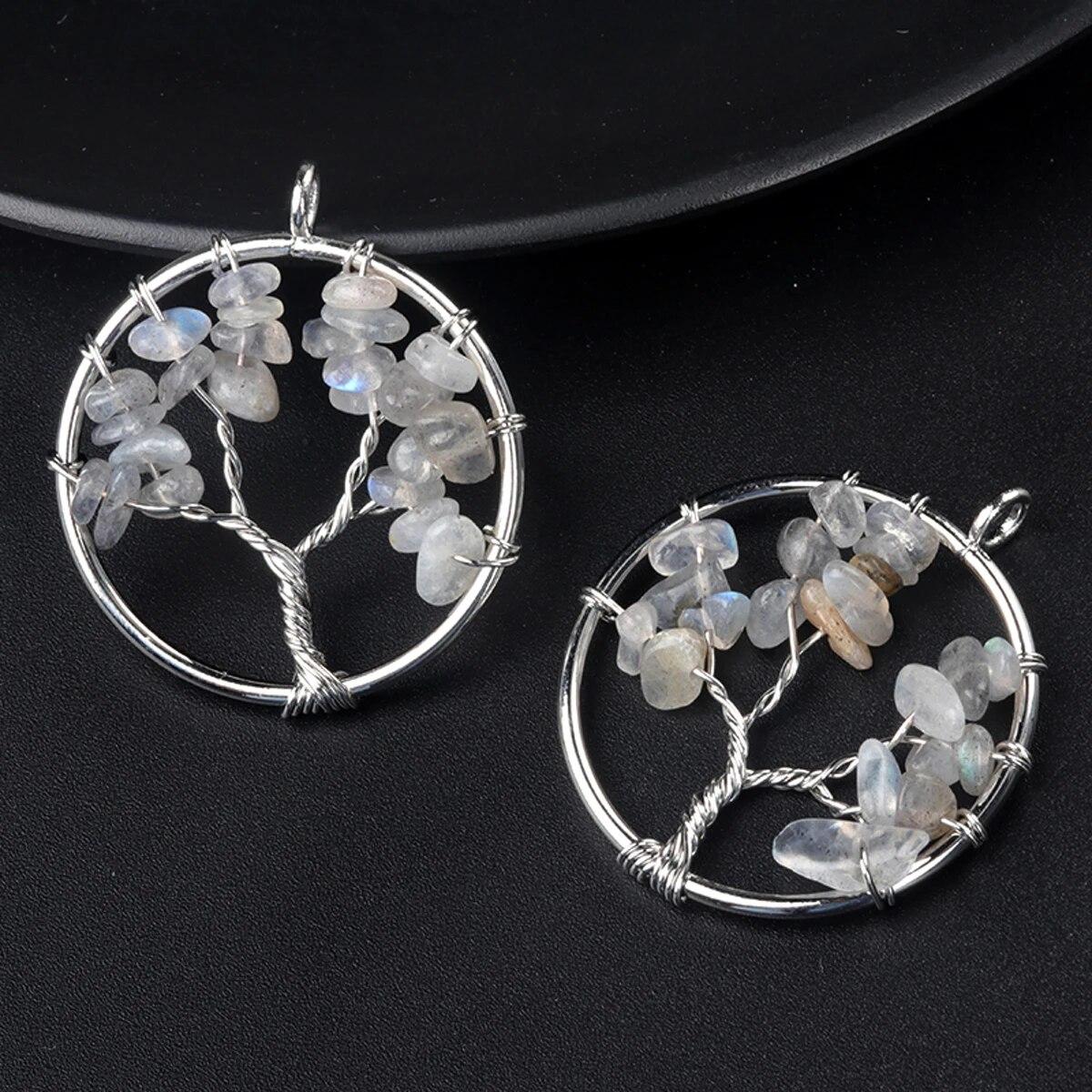 

1 шт., кулон «Древо жизни», натуральный камень, обмотка, гравийный кулон для изготовления ювелирных изделий, ожерелье, аксессуар «сделай сам», размер 30x30 мм 30x30mm