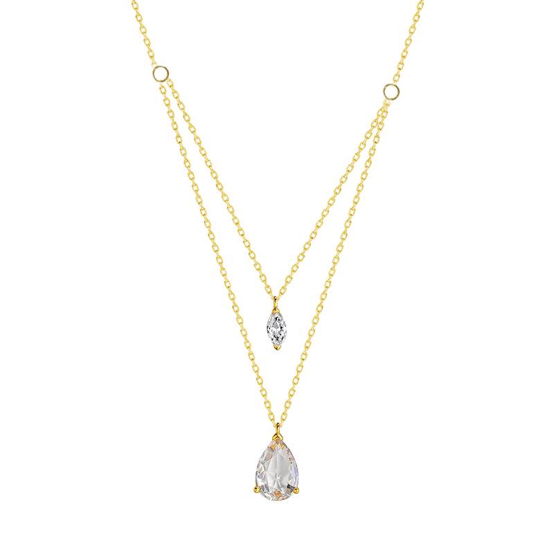 Niche Design Double-Layer Floating Water Drop Necklace for Women – Exquisite, Fashionable, Versatile Clavicle Chain