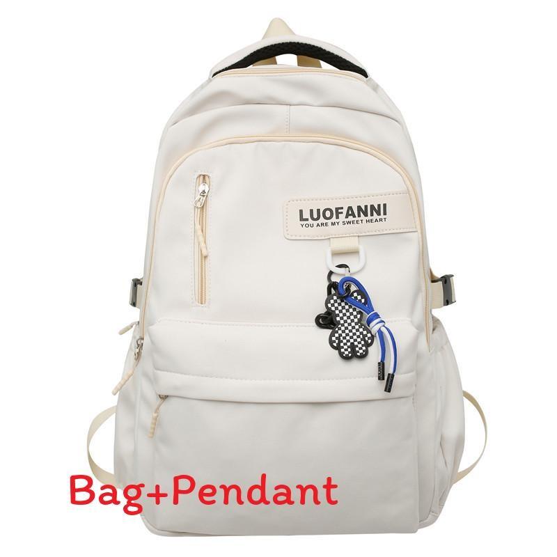 

Letter Lightweight Nylon Student Backpack With Zipper Closure For High School And College Daily Use белый