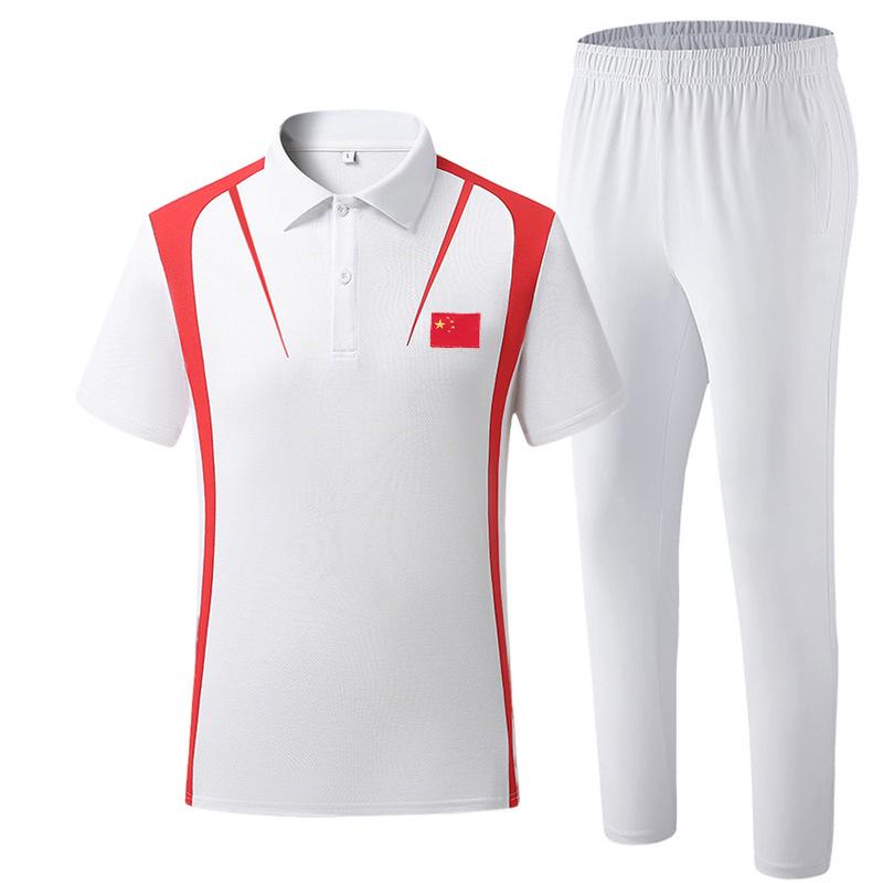 Summer Short Sleeve Sports Set for Men & Women: Polo Shirt & Running Uniform