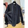 Elegante Blusa de Mujer con Cuello Redondo Plisado y Mangas Largas - Top Chic Francés Primavera 2026