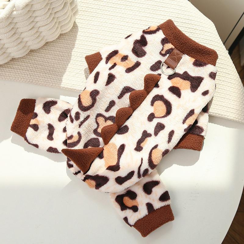 New Style of Little Dinosaur Transformed Into A Puppy Dog Clothes, Flannel Warm Teddy Bichon Frise Cat Pet Clothes for Autumn and Winter