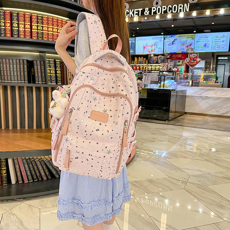 Schoolbag Japanese Ins School Bag Girls Junior High School Cute Sweet Star Backpack High School Student Lightweight Large Capacity Backpack