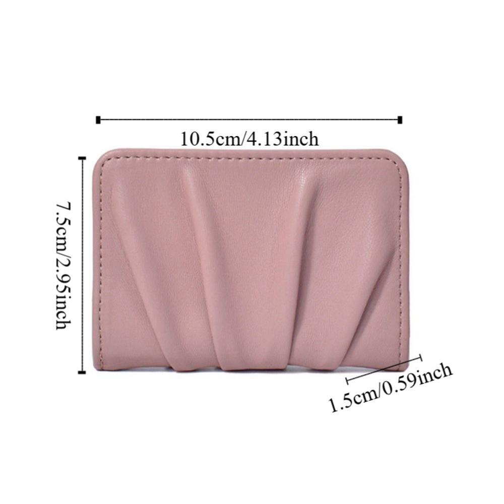 Korean Style Mini Coin Purse Multiple Card Slots Wrinkled Card Holder Button Foldable Wallet Women