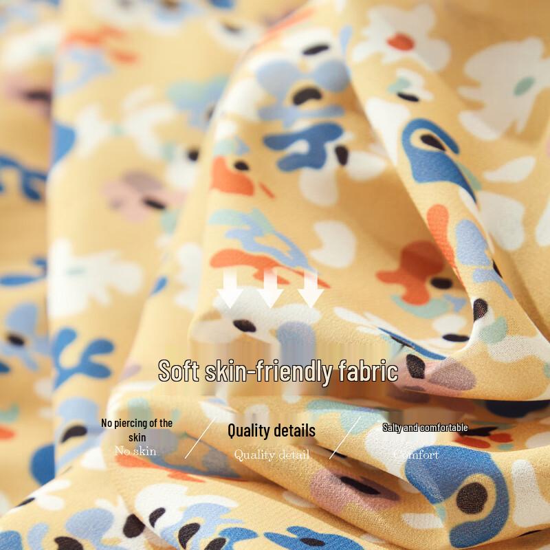 Demana Summer V-Neck Floral Print Mid-Length Tea Dress