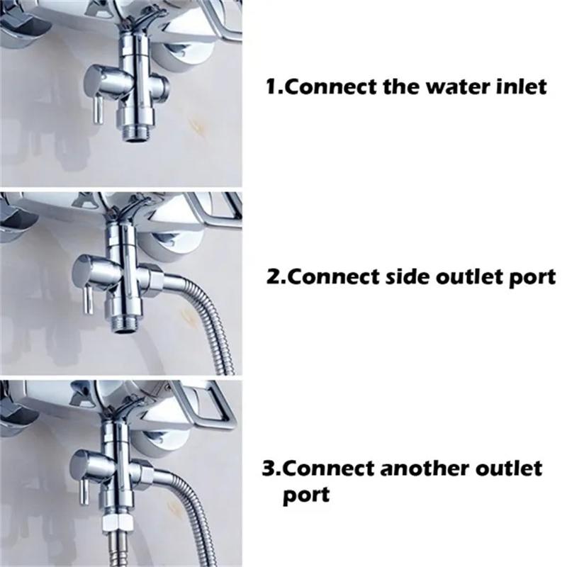 3 Way Shower Head Diverter Valve G1/2 Three Function Switch Adapter Connector Head faucet Bathroom Accessories 3 Way Shower Head