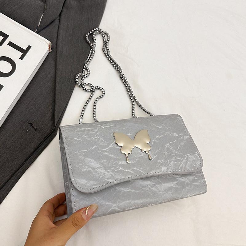 Crossbody Fashion Shoulder Bag With Butterfly Decoration And Chain Strap Design