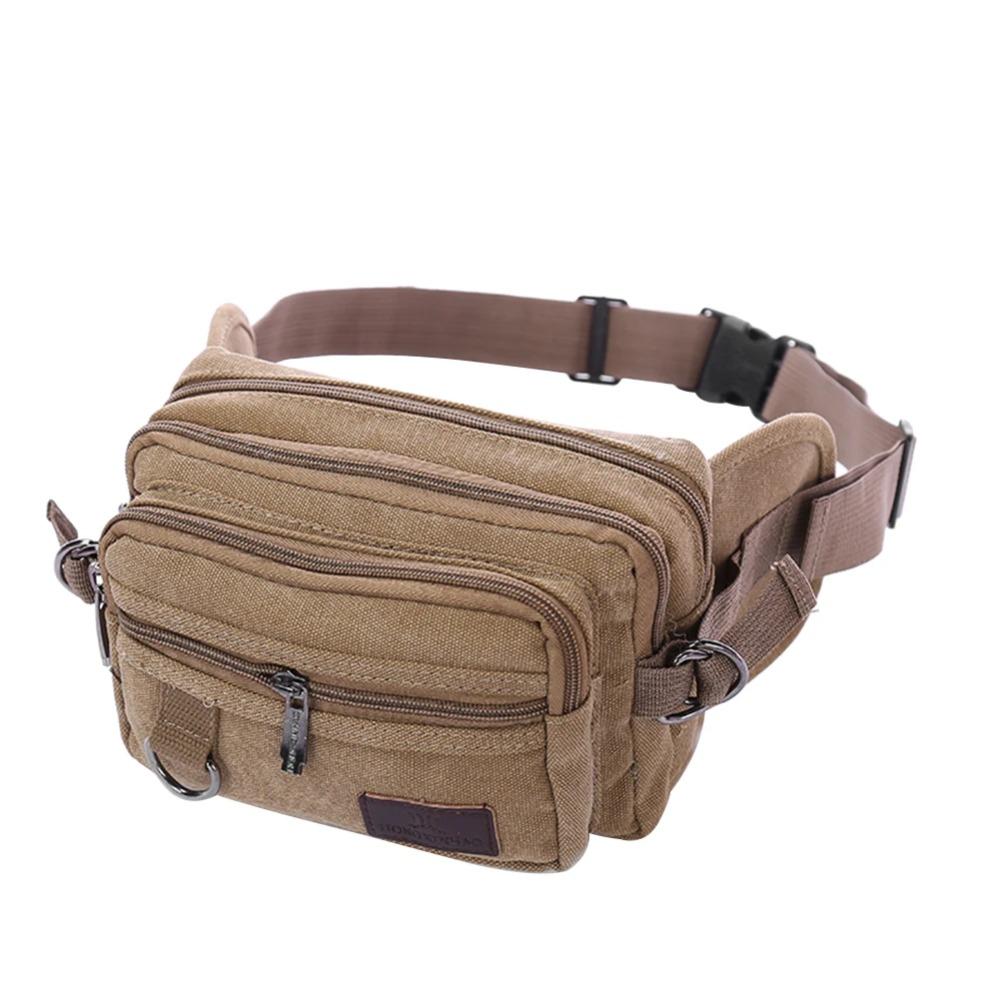 Multi-Function Multilayer Waist Packs Large Capacity Fanny Pack Casual Canvas Chest Bag  Unisex