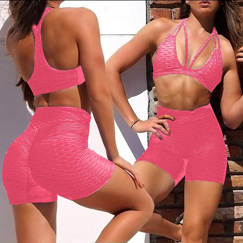 Women Wrinkled High Waist Hip Stretch Running Fitness Yoga Pants Biker Shorts