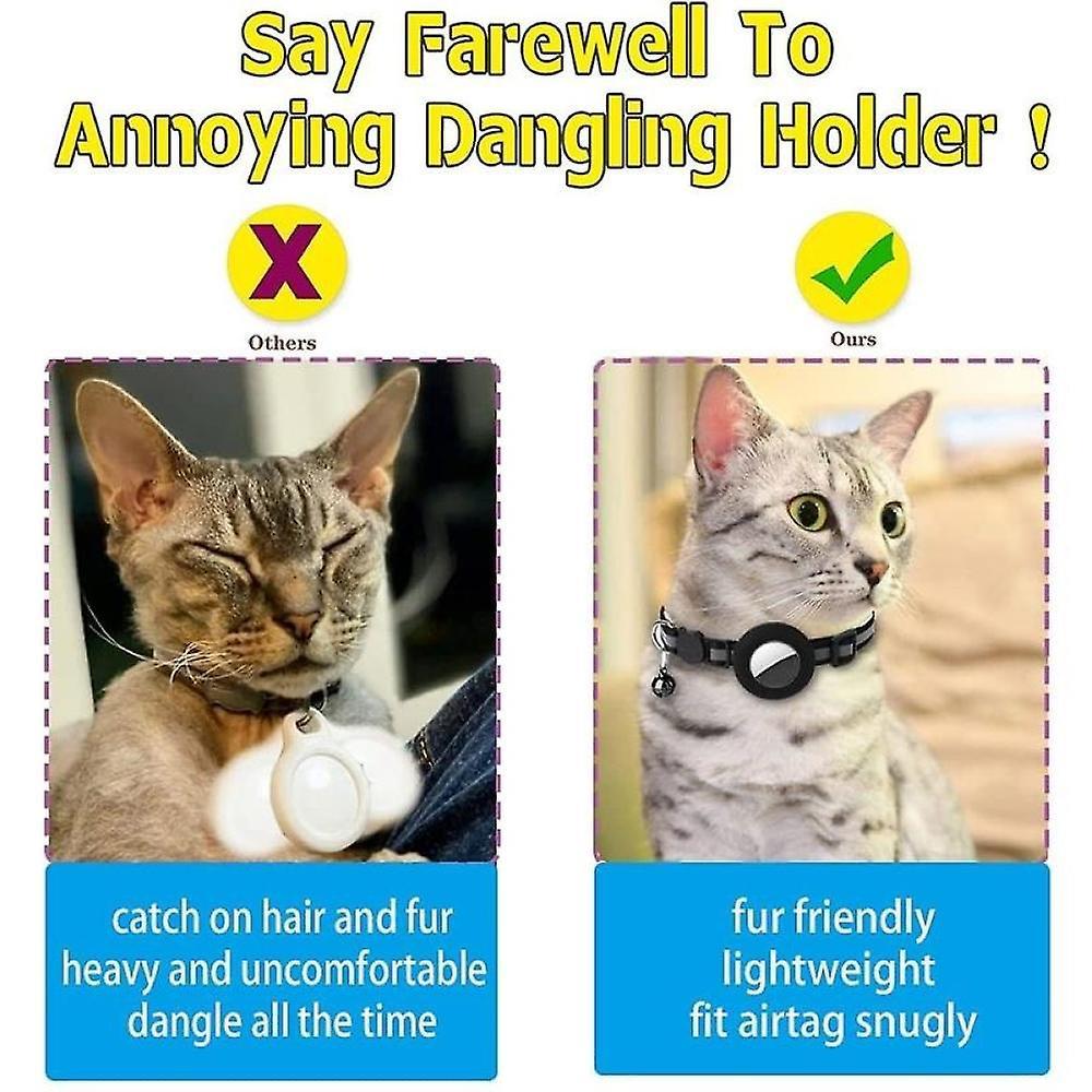 Airtag Cat Collar, Reflective Airtag Cat Collar With Bell And Silicone Waterproof Airtag Holder