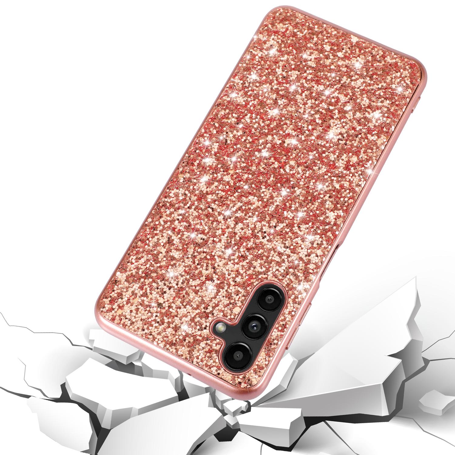 

For Samsung Galaxy A15 5G Case Glitter Electroplated TPU Frame PC Back Cover Rose Gold