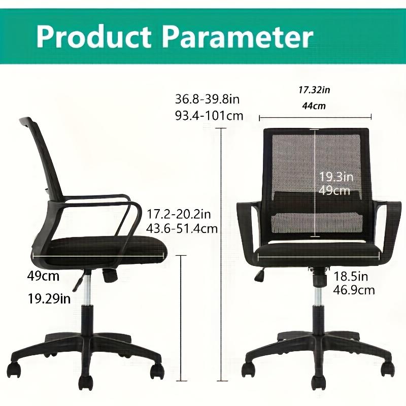 1pc ergonomic mesh office chair with a central back support, adjustable height and rotation function, metal frame
