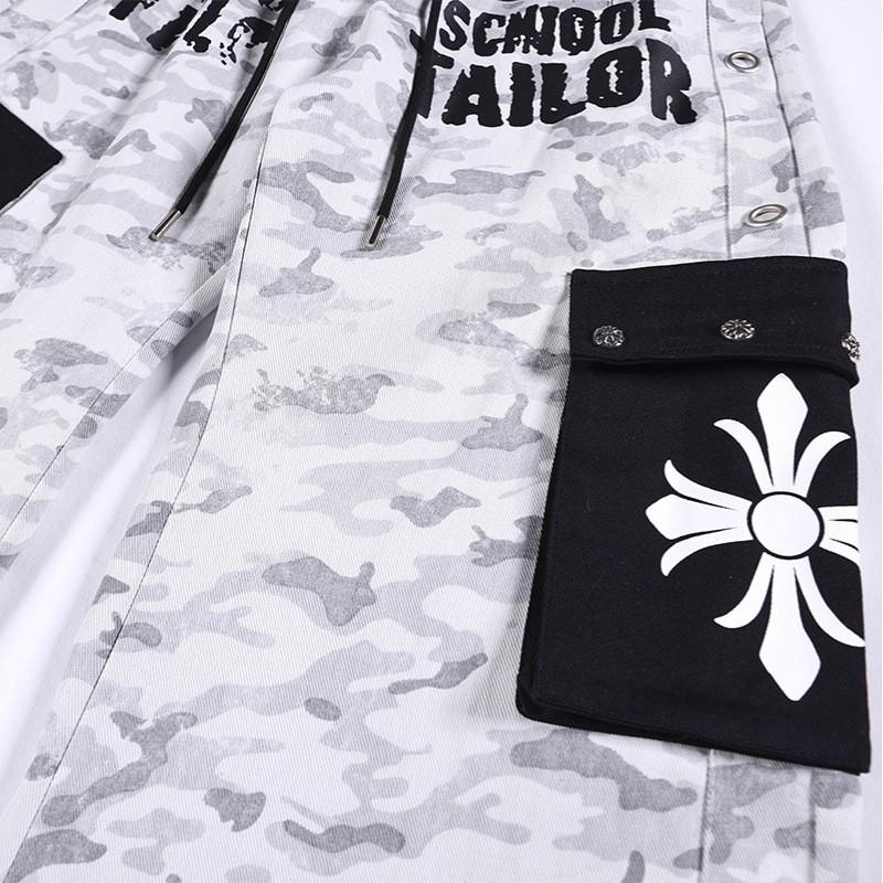 2026 American Retro Cross Camo Cargo Pants Loose Wide Leg Casual Trousers Men Women