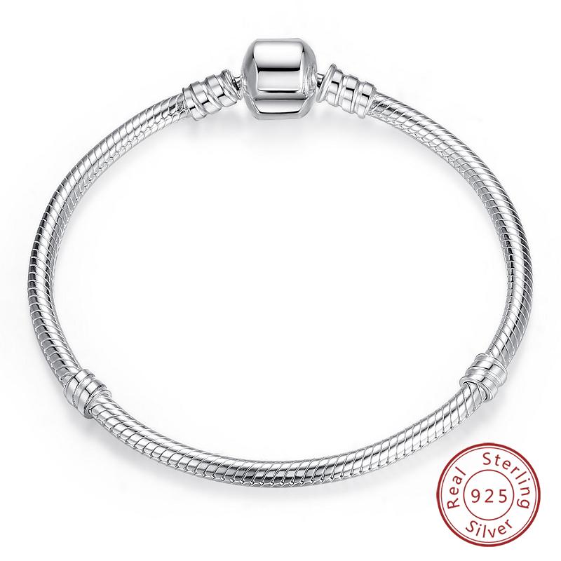 Bracciale Argento 925 Originale 17-20CM Stella Luna Sole Quadrifoglio Zircone Verde Bracciali Adatti Fai da Te Ciondoli Gioielli Compleanno Regali
