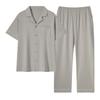 Men's 100% Cotton Summer Pajama Set: Loose Short Sleeve Top & Long Pants for Middle-Aged Dads, Plus Size, High-End Comfort Home Wear