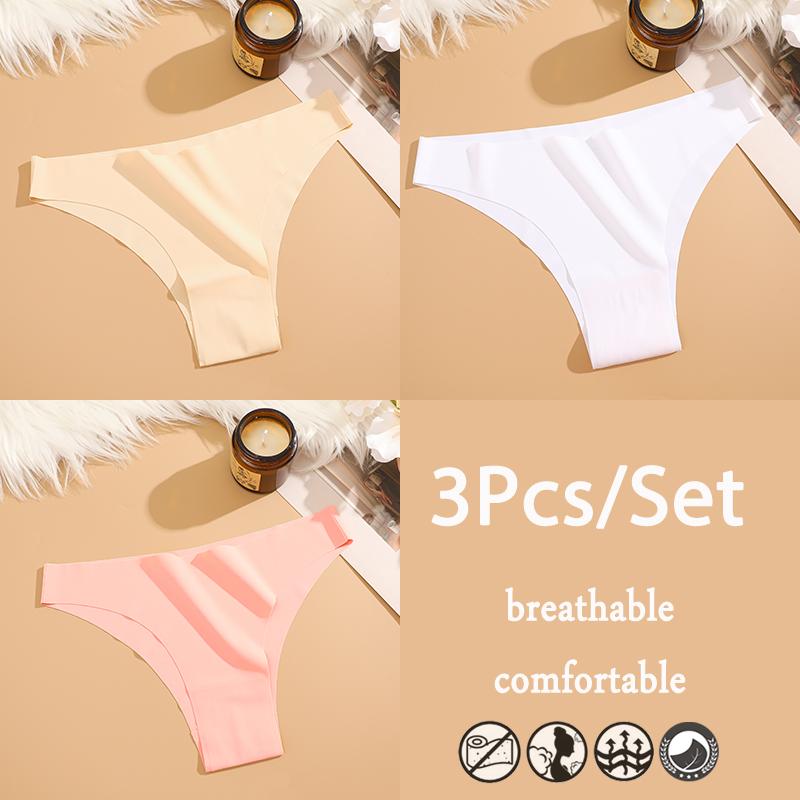 

FINETOO 3 шт./компл. бесшовное нижнее белье из ледяного шелка с низкой талией бразильские трусы дышащее высокоэластичное нижнее белье трусики S&3pcs