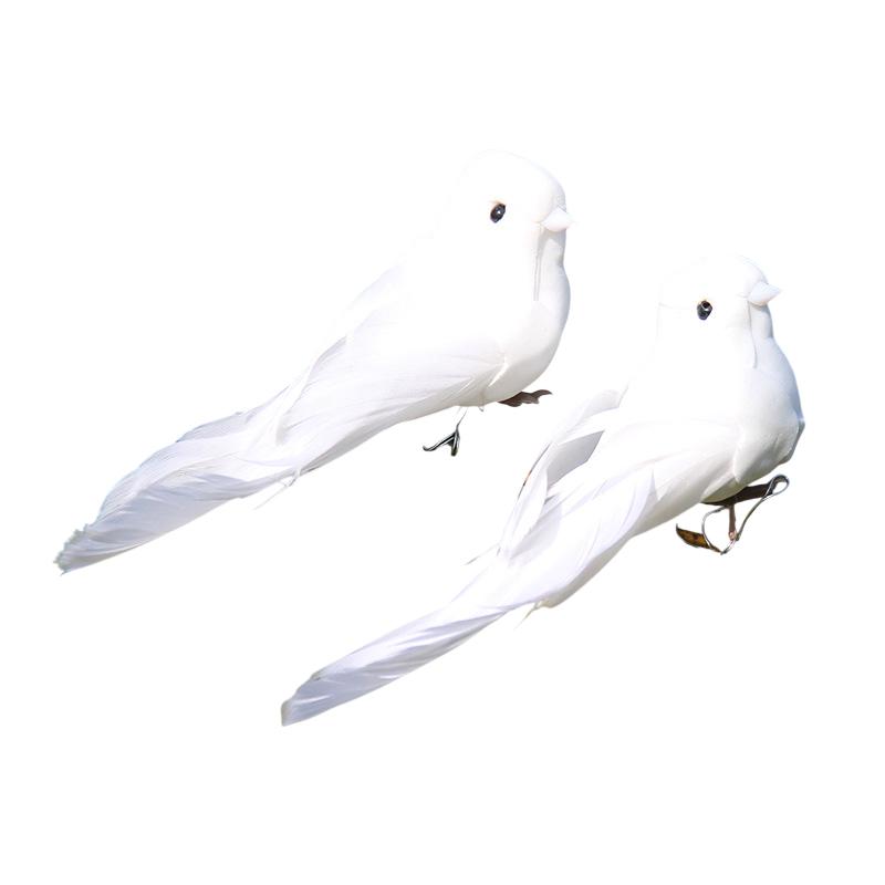 Artificial Birds Simulated little bird, white bird, feathered bird, little white dove Decoration