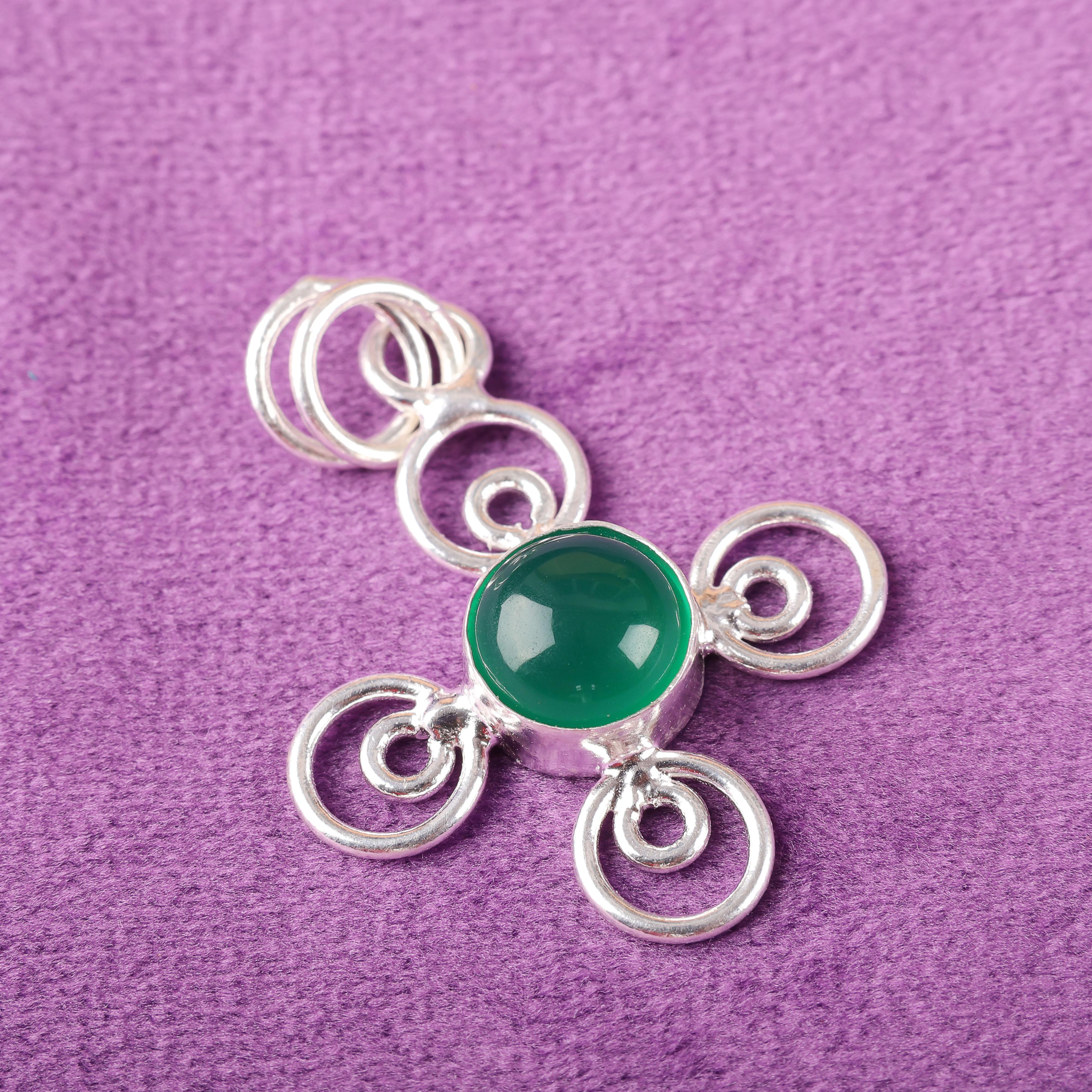 

Прекрасные украшения из кабошона из зеленого оникса, кулон из серебра 925 пробы, серебряный кулон ручной работы для свадебного подарка 1.57 Inches зелёный