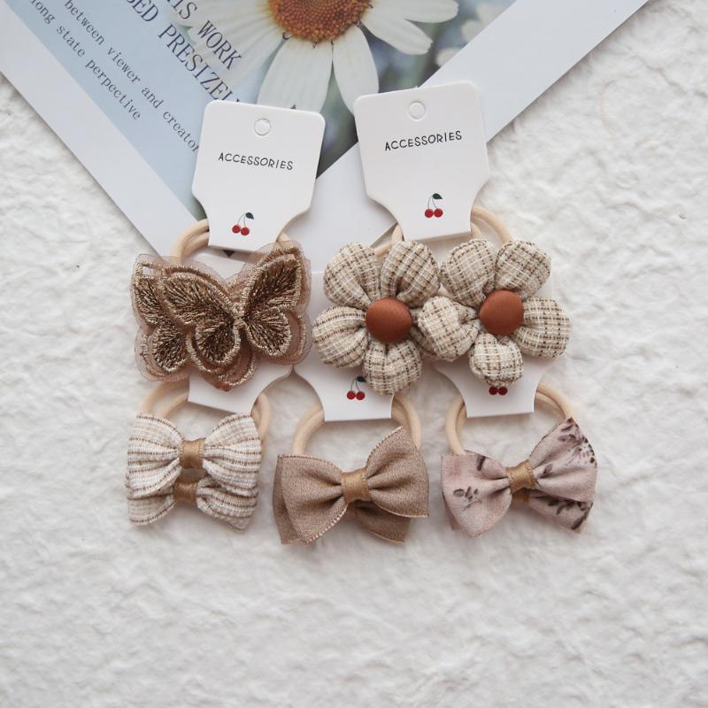 10Pcs Trendy Handmade Elastic Lovely Hairbands Children'S Flower Hair Accessories Hair Bow Headwear Rope Cute Girls Hair Bands