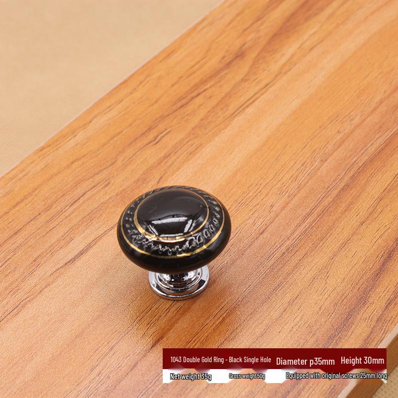 

Круглая керамическая ручка для шкафа в европейском стиле - Белая с серебристой полосой, Сплав цинка, Одно отверстие, Современный дизайн