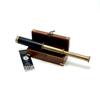 Antique Design Telescope Handheld, Wooden Box Optic Nautical Pirate Scope Spyglass, Leather Covered Telescope with Anchor Engraved Box